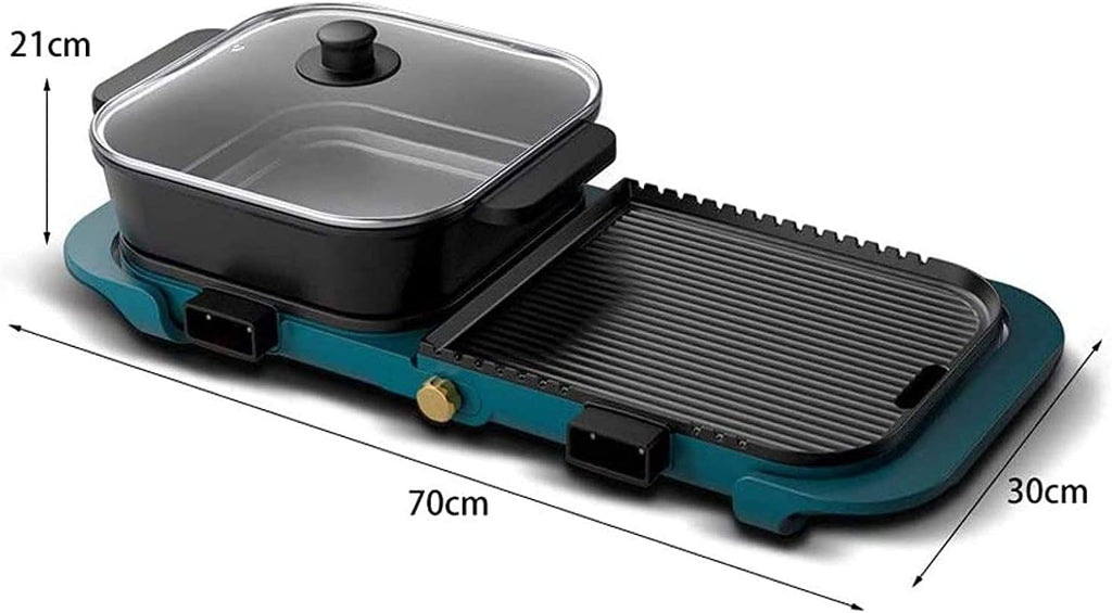 BBQ Smokeless Grill 2 in 1 BBQ Hot Pot One Pot Dual Control Dual Temperature Detachable Separate Electric Hot Pot Family Party Smoke-free Healthy