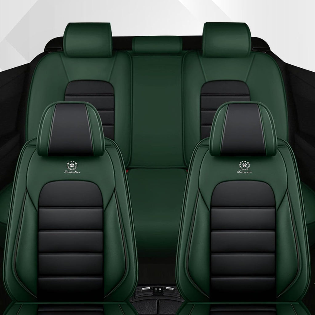 Car Seat Cover Fit for Rivian R1T 2022-2025,Compatible Airbag Non-Slip Waterproof Seat Cover,Car Seat Protector Premium Interior (Standard 5 Seats,Black Green)
