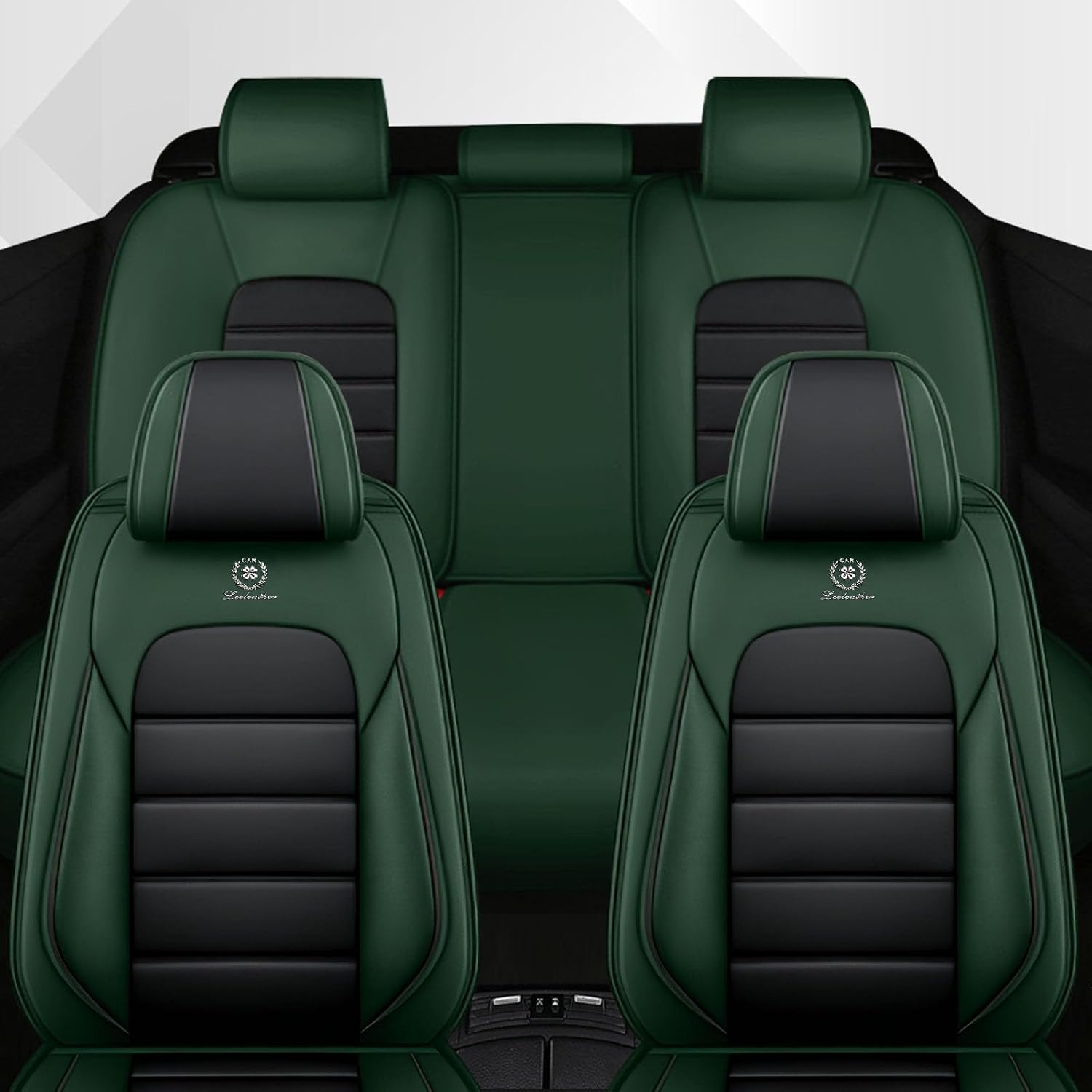Car Seat Cover Fit for Rivian R1T 2022-2025,Compatible Airbag Non-Slip Waterproof Seat Cover,Car Seat Protector Premium Interior (Standard 5 Seats,Black Green)