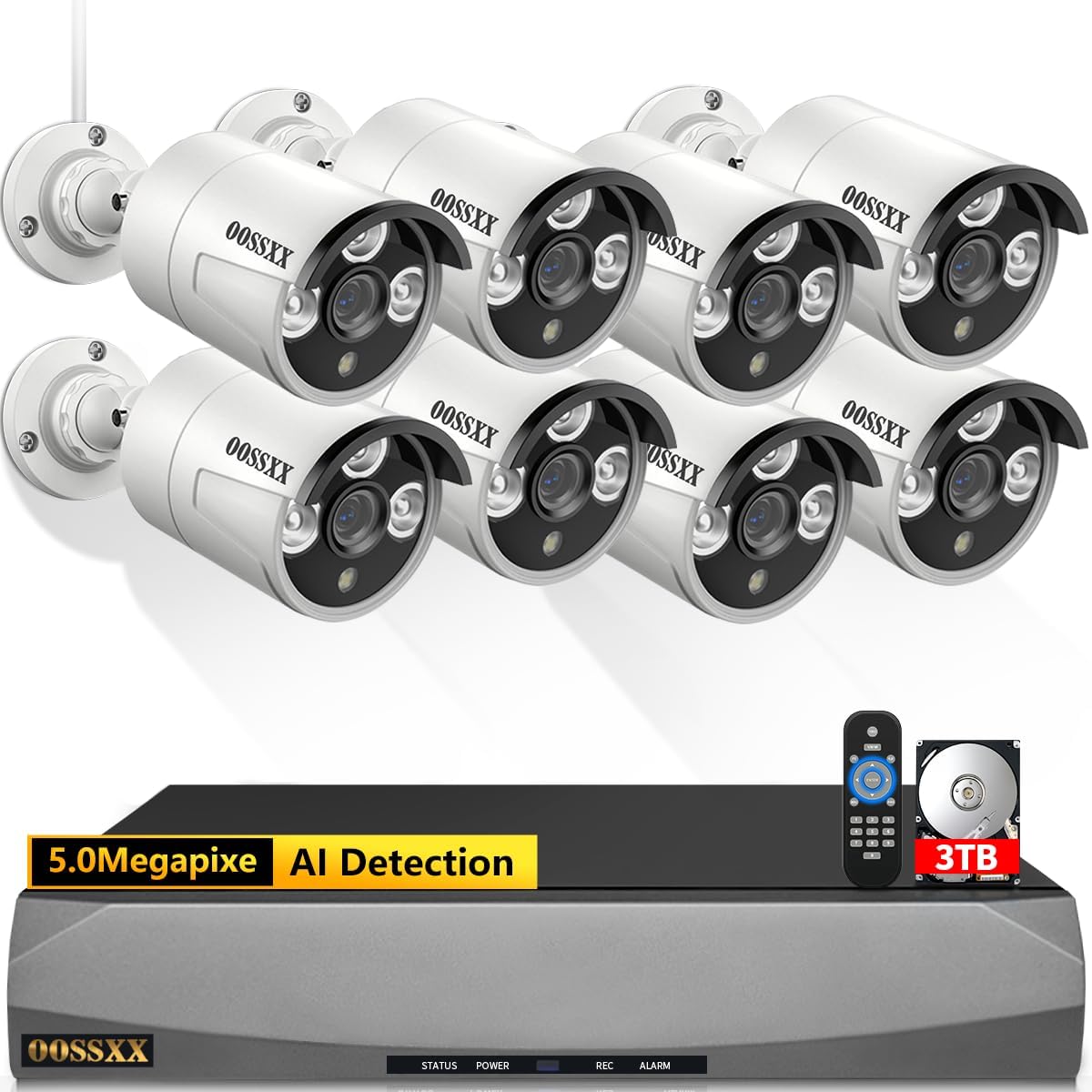 OOSSXX Ultra Wide-Angle 5MP Wired Outdoor PoE IP Cameras for Home Security Outdoor Camera System Video Surveillance