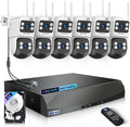 【2-Way Audio & 360° View】 4MP PTZ Security Cameras Wireless Outdoor, WiFi Home Surveillance System, Outside Wireless Security Systems, Surveillance DVR Kits