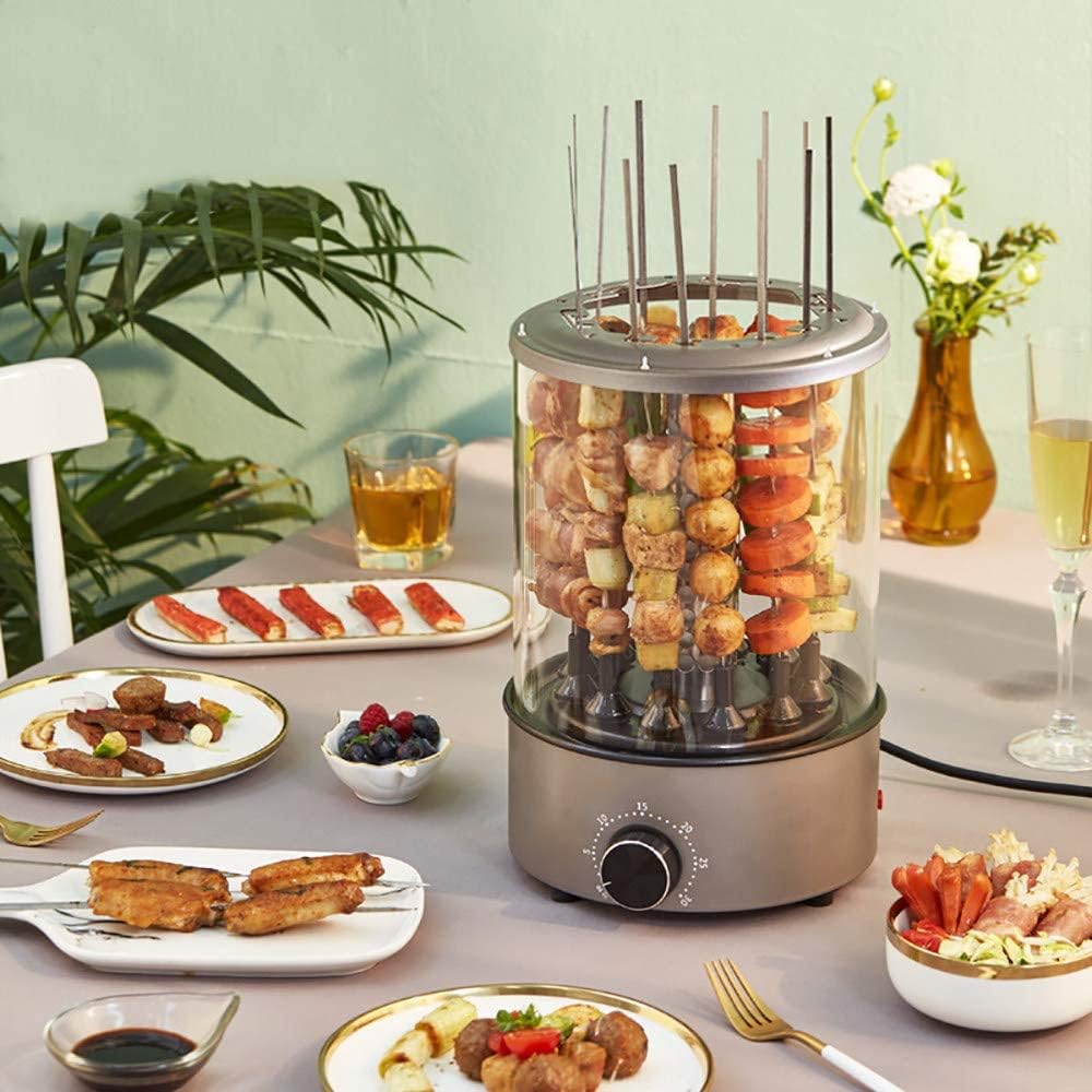 Electric Barbecue Skewer, Household Automatic Rotating Indoor Smokeless Electric Grill, 12 Skewers Automatic Rotating Grill, Timing Control