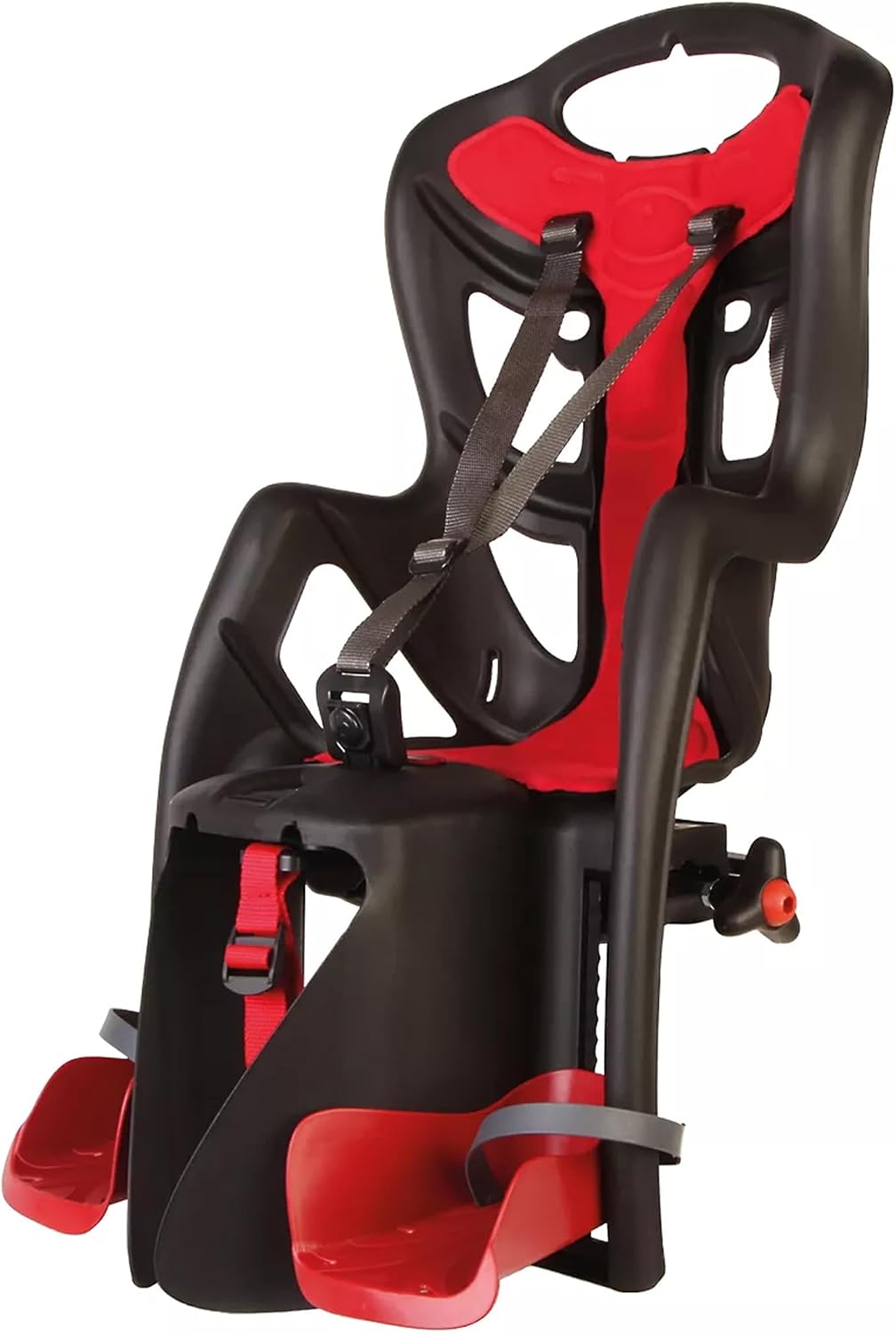 Bellelli Pepe Rear Rack Mount Child Bike Seat - Made in Italy, Comfortable Padded Carrier for Kids Up to 48.5 lbs with Adjustable Safety Harness & Secure Clamp