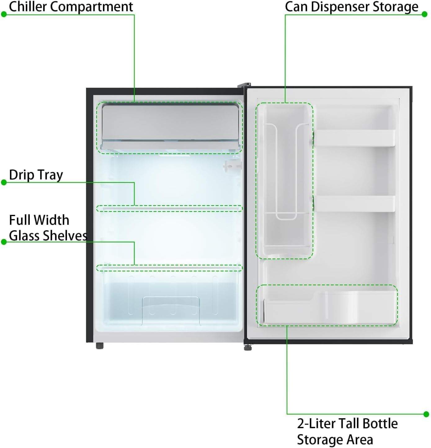4.3 Cu.Ft Mini Fridge with Freezer – Compact Single Door Refrigerator w/Adjustable Thermostat | Energy-Efficient & Low Noise, Ideal for Bedroom, Office & Dorm