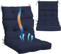 Outdoor High Back Chair Cushions 2-Pack, 44'x22'x 4' Fade-Resistant Waterproof Tufted Pads with Ties for Patio Rocking & Adirondack Chairs (Navy Blue)