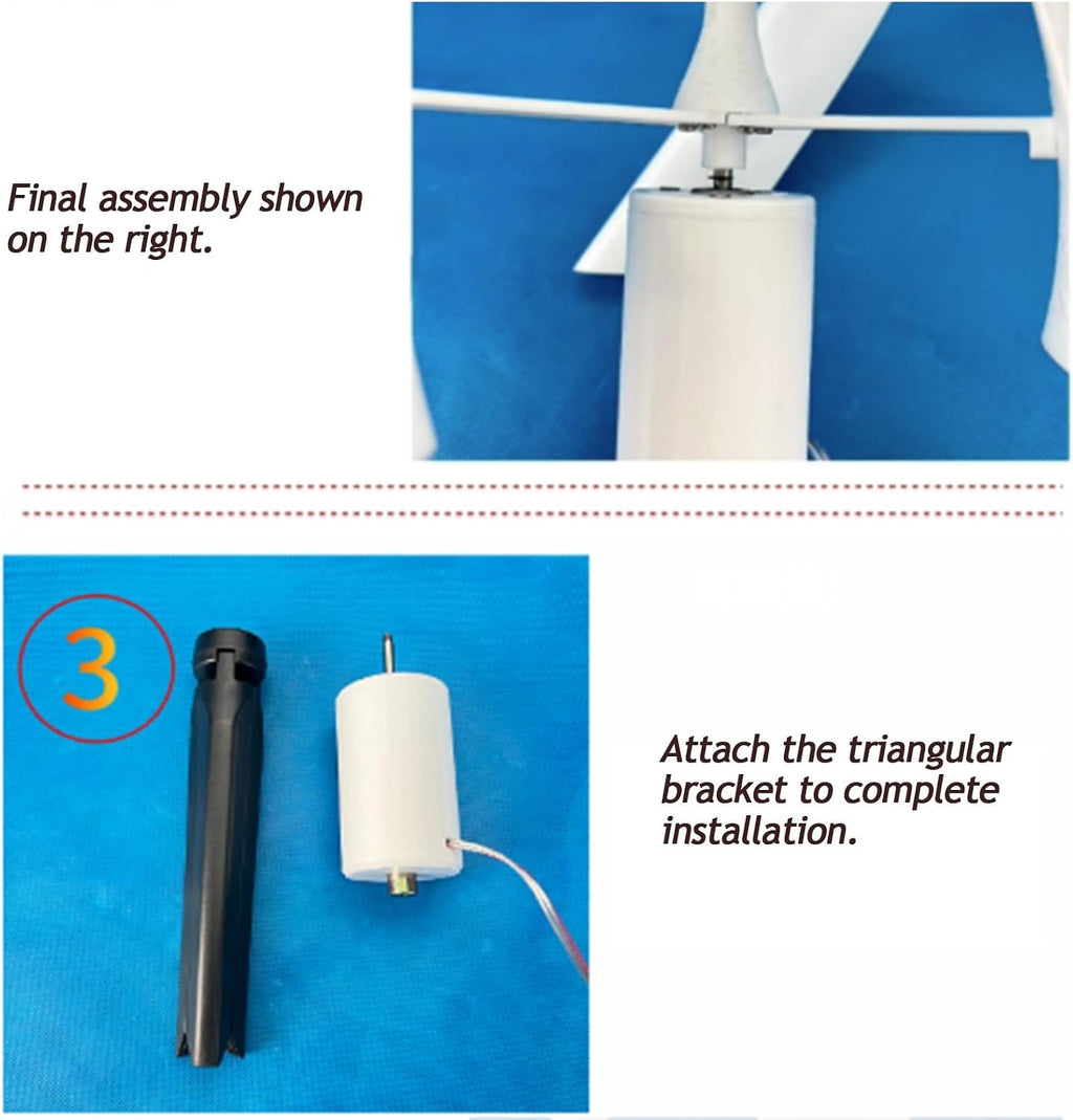25W Vertical Axis Wind Turbine 15V, Three-Phase Permanent Magnet Generator, 3-Blades PAL DIY Portable Wind Power Turbine Wind Generator Kit For Homes,Boats,Cabins,Gazebos White