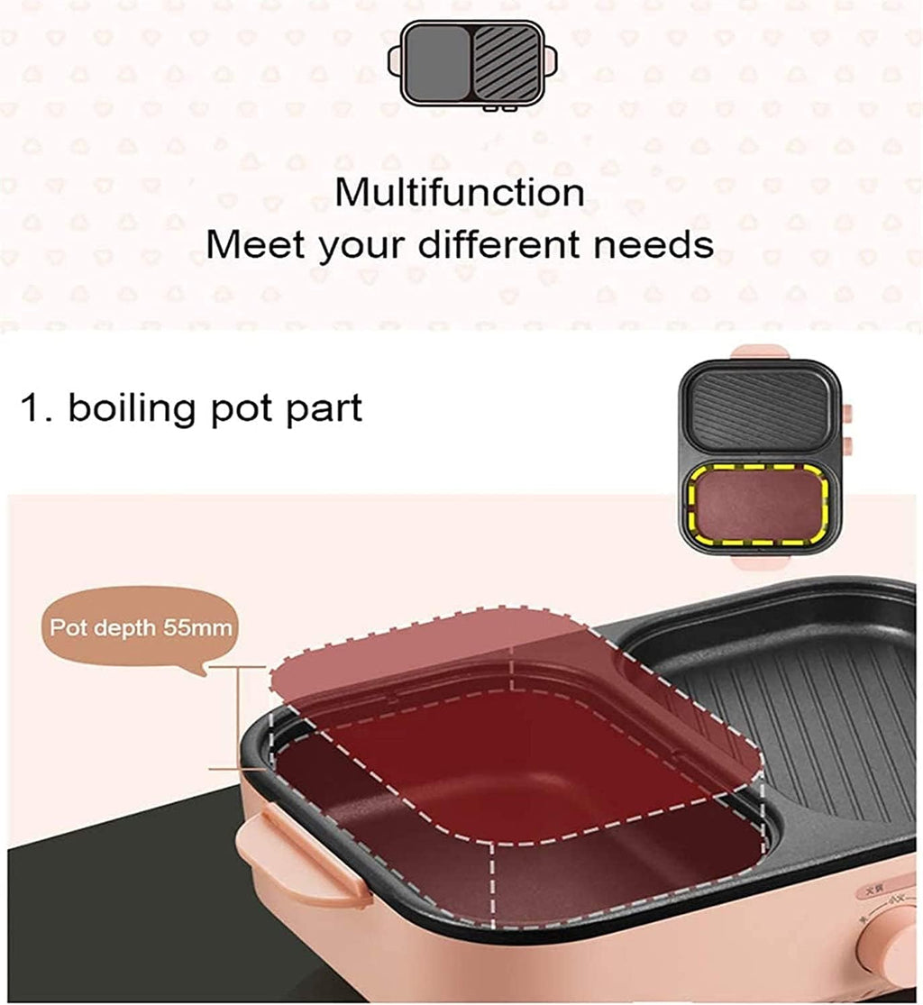 Multifunction Electric Grill Smokeless Barbecue Baking Plates Hot pot Steak Korean BBQ Non-stick Grilled Meat Machine,Household Nonstick Electric Griddle