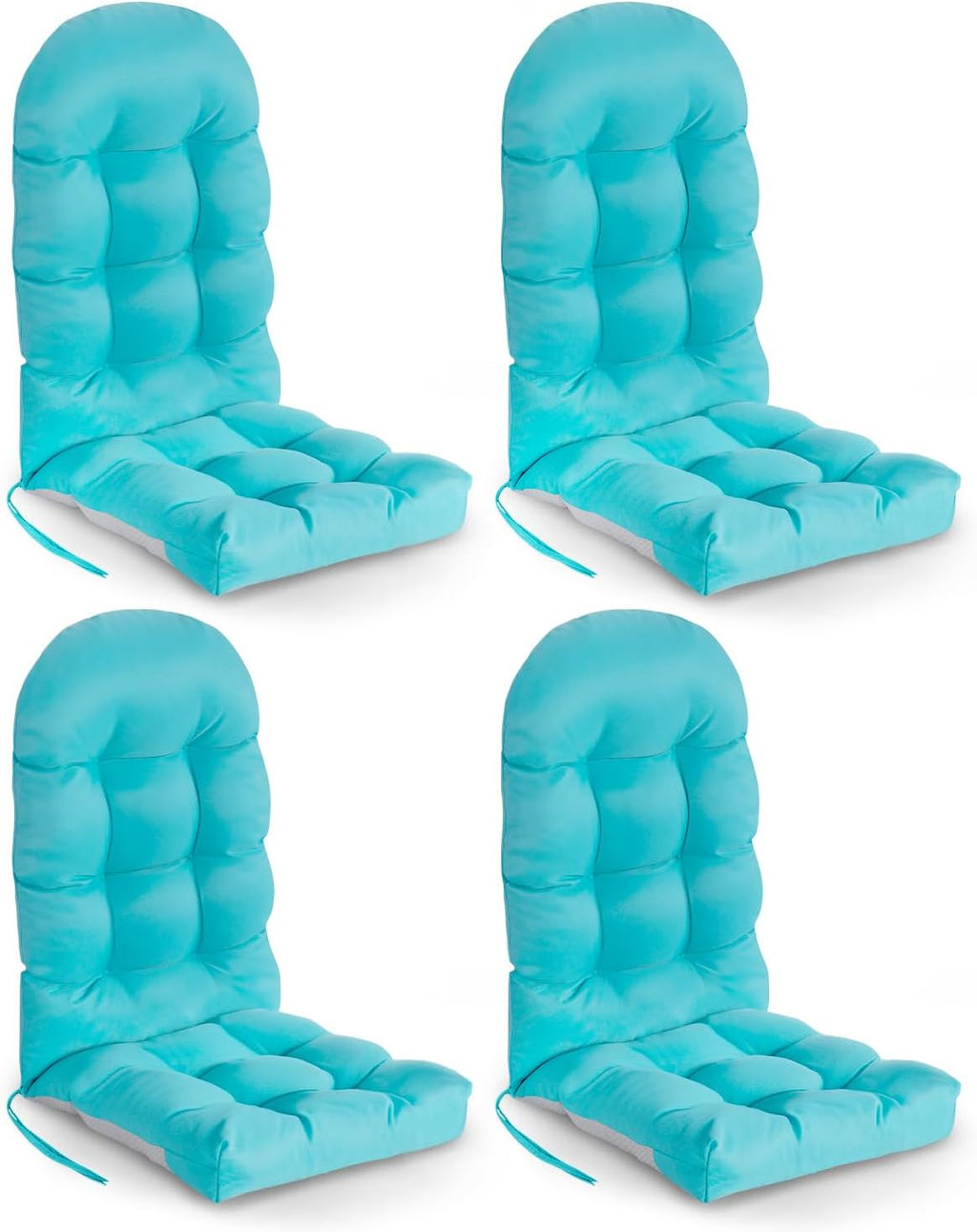 GREENVINES Adirondack-Chair-Cushions-Set-of-4 | Polyester | Waterproof | Outdoor High Back Rocking Chairs Cushion | Seat with Ties | Non-Slip | Thickened Pad for Patio | 44.5' x 18.9' x 4.5' | Arctic