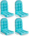 GREENVINES Adirondack-Chair-Cushions-Set-of-4 | Polyester | Waterproof | Outdoor High Back Rocking Chairs Cushion | Seat with Ties | Non-Slip | Thickened Pad for Patio | 44.5' x 18.9' x 4.5' | Arctic