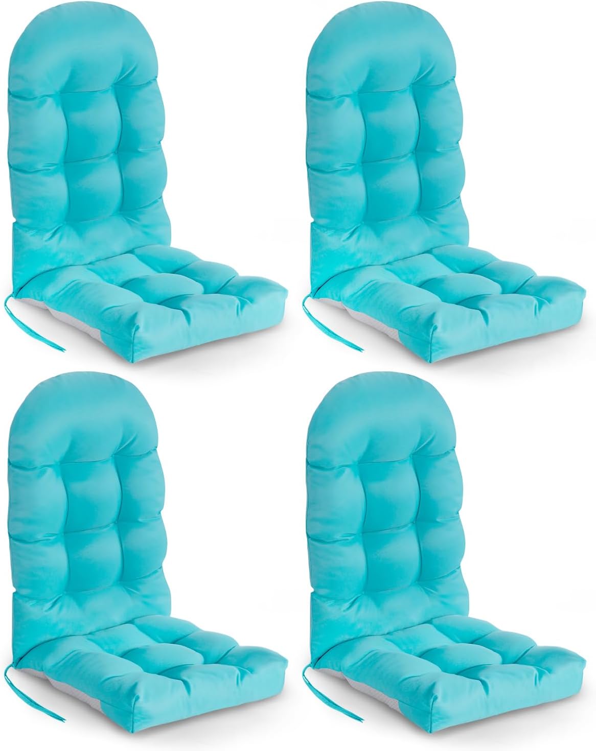 GREENVINES Adirondack-Chair-Cushions-Set-of-4 | Polyester | Waterproof | Outdoor High Back Rocking Chairs Cushion | Seat with Ties | Non-Slip | Thickened Pad for Patio | 44.5' x 18.9' x 4.5' | Arctic