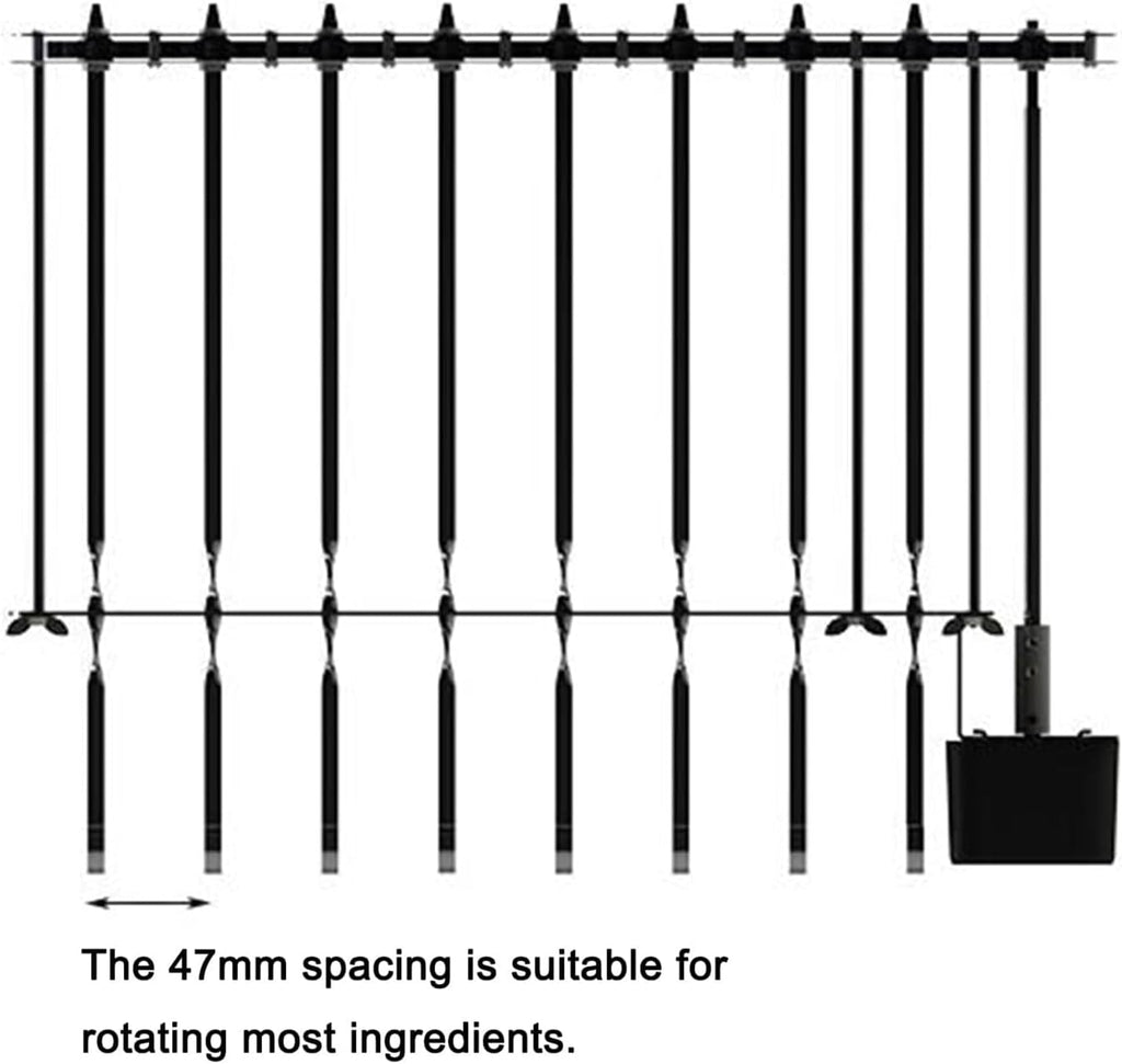 Electric Shish Grill Kabob Set, Stainless Steel Automatic Rotating Skewer Turner with 9pcs Skewers, Rotating Gear Design, High Torque, BBQ Grill Rack for Outdoor Camping