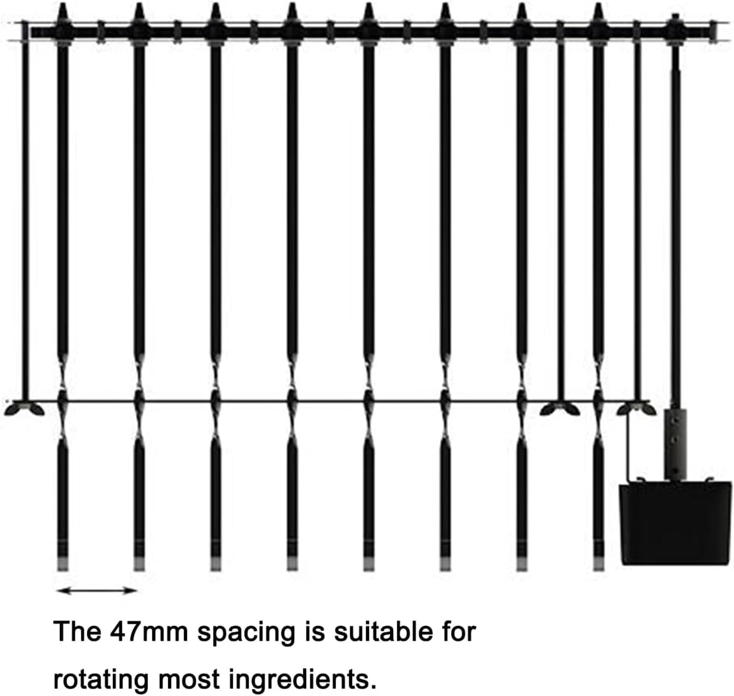 Electric Shish Grill Kabob Set, Stainless Steel Automatic Rotating Skewer Turner with 9pcs Skewers, Rotating Gear Design, High Torque, BBQ Grill Rack for Outdoor Camping