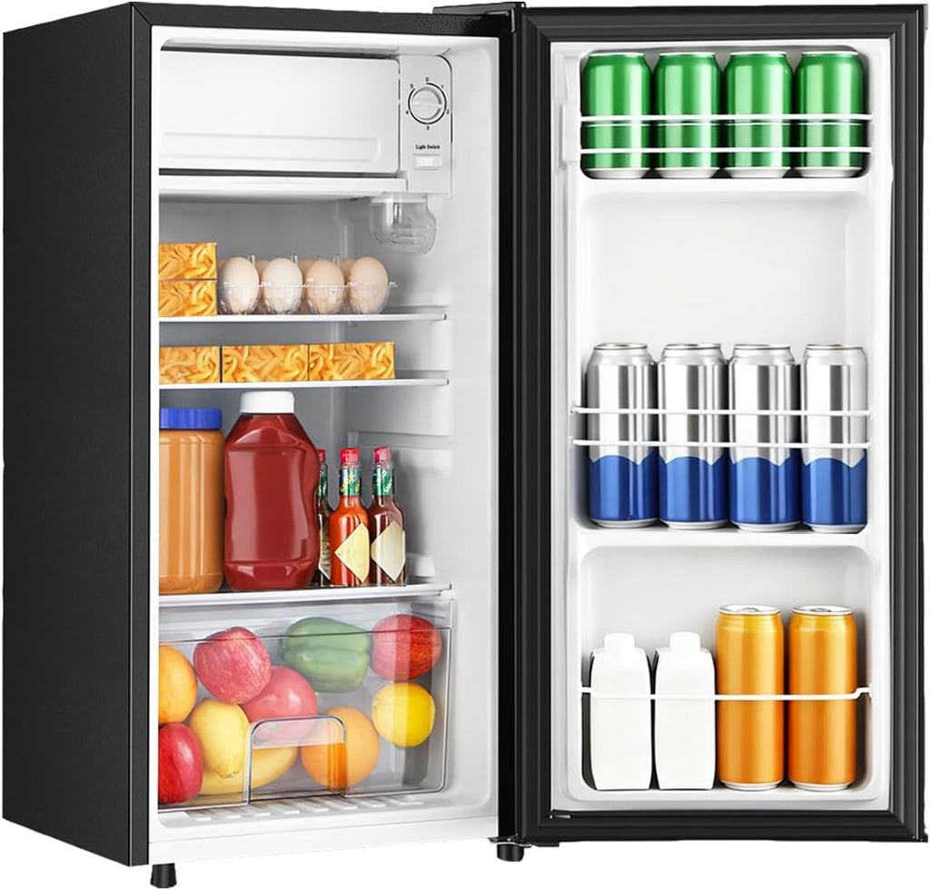 HAILANG 3.1 Cu.Ft Mini Fridge with Freezer, Single Door Mini Refrigerator, 5 Settings Temperature Adjustable, Compact Refrigerator for Apartment,Dorm, Office, Bedroom