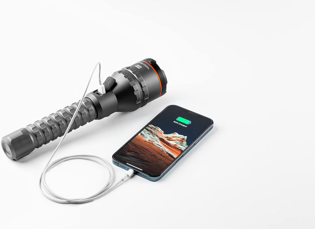 NEBO DAVINCI Flashlight & Portable Charger | Very High Lumens, Rechargeable, Waterproof Handheld Flashlight for Camping & Hunting, USB Power Bank, Variable Zoom, Includes Charging Cable