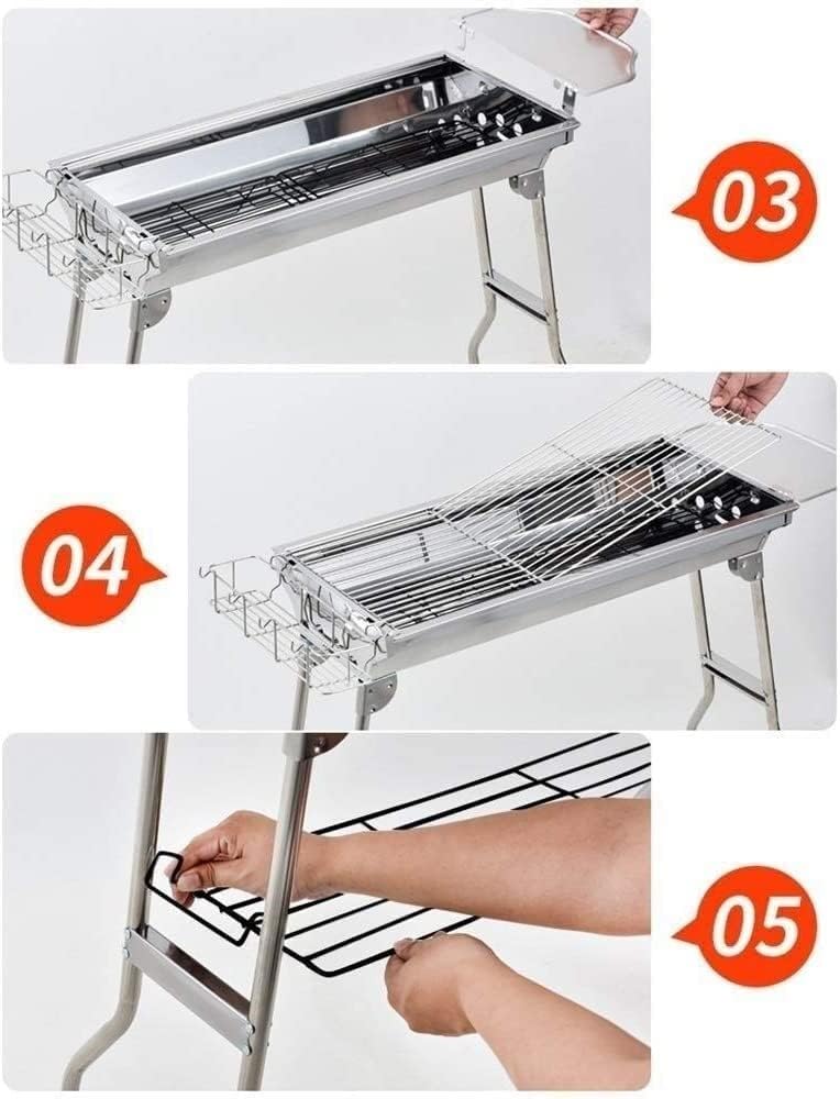 IRYZE Portable Charcoal Grill Barbecue Charcoal Grill Stainless Steel Folding Portable BBQ Tool Kits for Outdoor Cooking Camping Picnics BBQ Grill for Outdoor