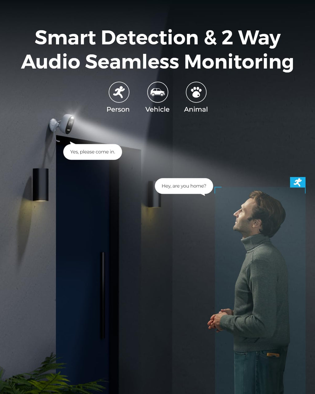Reolink Outdoor Security Camera System, 2K Plug-in Cameras, 5G/2.4GHz Dual-band Wi-Fi, 256GB microSD Card Included, Max.512GB×2 Storage, Smart Detection, 24/7 Offline Recording, Home Hub with 2x Lumus