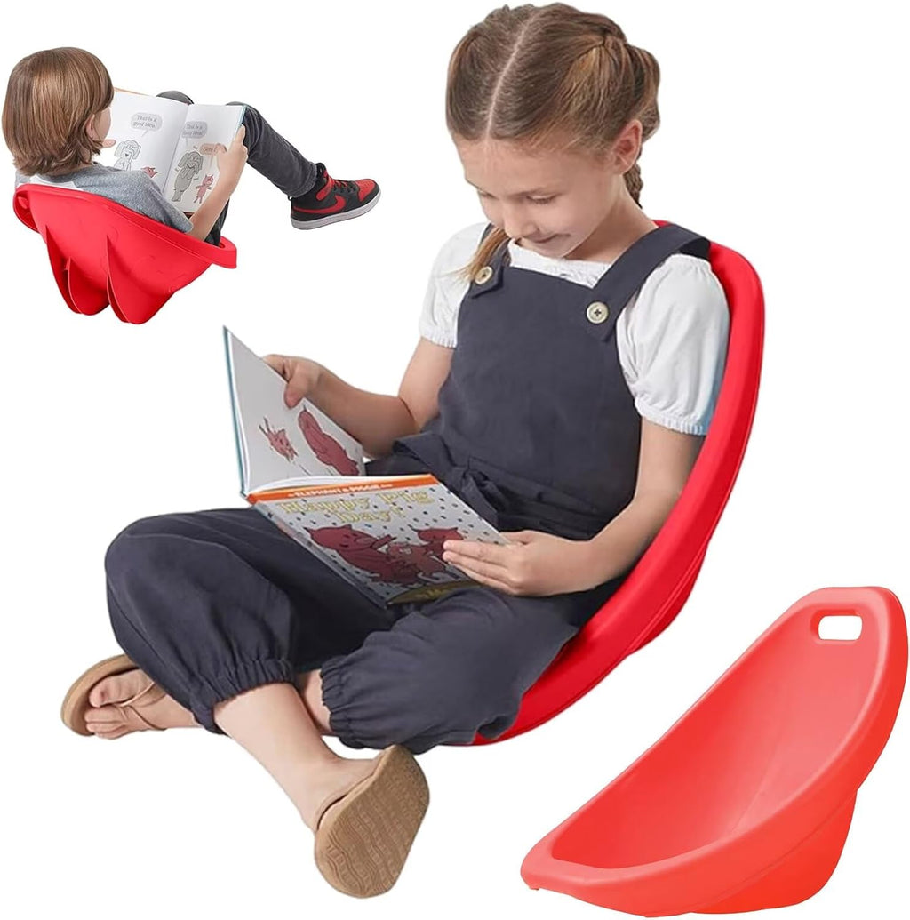 Floor Chair for Kids, 4 Packs Red Sensory Rocking Chair, Portable Reading Chair with Back Support, Plastic Scoop Chairs for Classroom, Flexible Seating for Classroom, Scoop Rocker Chair for Toddler