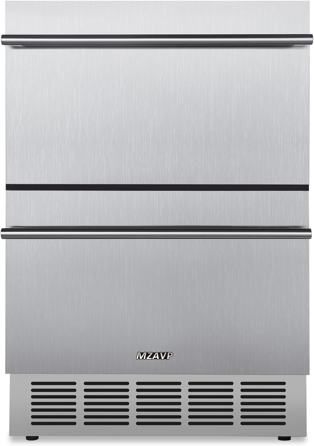 24 Inch Double Drawer Fridge, Stainless Steel Outdoor Beverage Refrigerator for Patio and Kitchen, Freestanding or Built-In, Mobile Grid Organizer, Home and Commercial Use