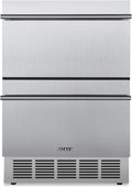 24 Inch Double Drawer Fridge, Stainless Steel Outdoor Beverage Refrigerator for Patio and Kitchen, Freestanding or Built-In, Mobile Grid Organizer, Home and Commercial Use