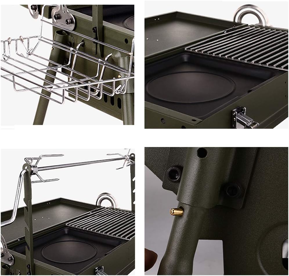 Oven Barbecue Outdoor Household Stainless Steel Field Patio Folding Portable Charcoal Rotating Barbecue Grill Large