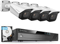 Amcrest 4K Security Camera System w/ 4K (8MP) 8CH PoE NVR, (4) x 8-Megapixel IP67 Weatherproof Metal Bullet POE IP Cameras, Pre-Installed 2TB Hard Drive, NV4108E-IP8M-2496EW4-2TB (White)