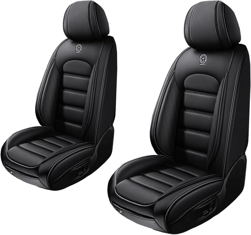 2 Seat Covers for Toyota Corolla Cross 2010-2025 2026 Leather Car Seat Covers Waterproof Anti-Slip Soft Car Seat Protectors Premium Automotive Seat Covers with Airbag（Standard,Classic Black）