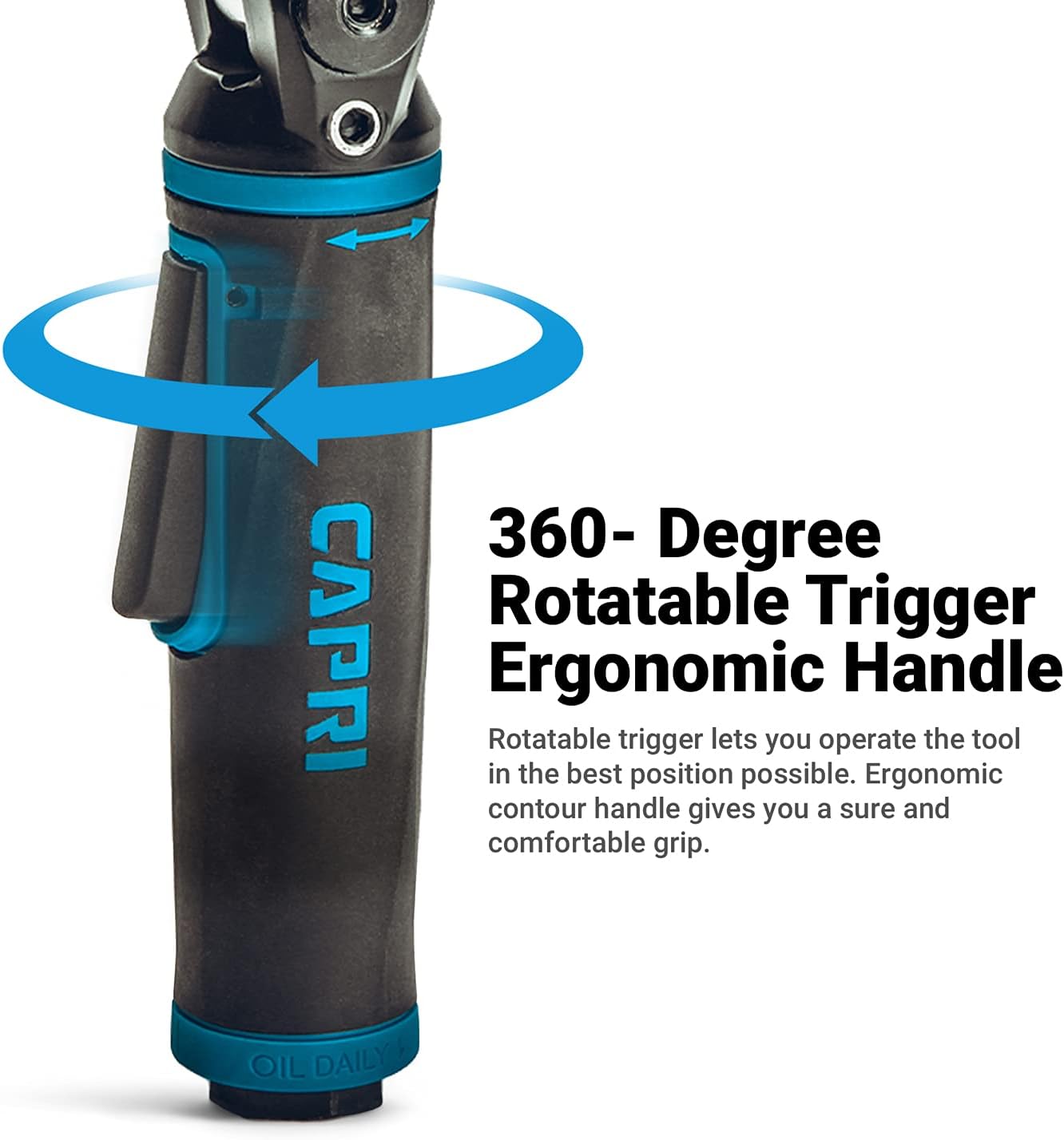 Capri Tools 1/2 in. Flex-Head Air Angle Impact Wrench, 400 ft. lbs.