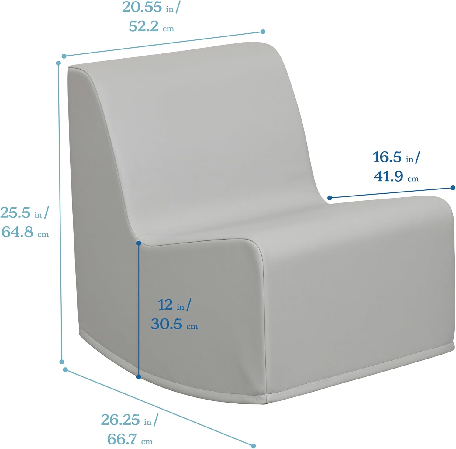 ECR4Kids SoftZone Contoured Rocking Chair, Flexible Seating, Grey