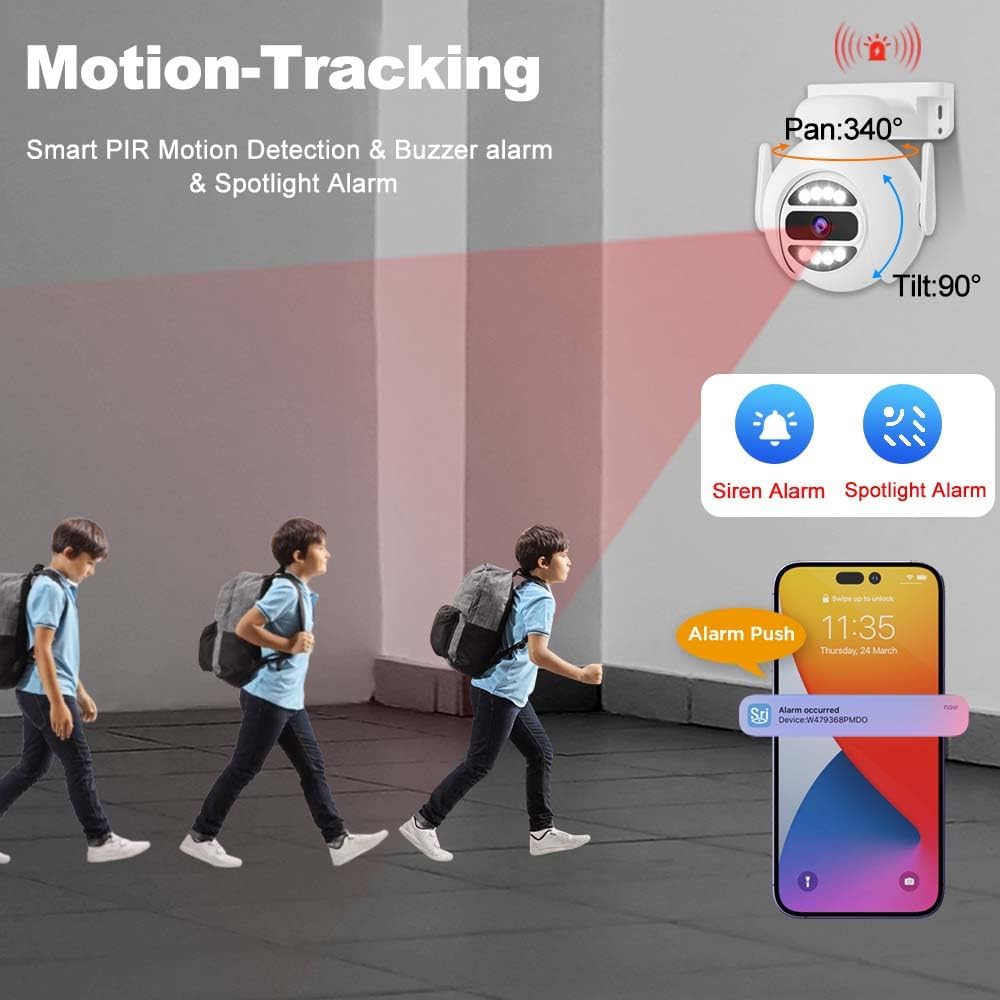 [Auto Tracking Alert 360° PTZ & 2-Way Audio] 8CH Plug&Play Wireless Cameras for Home Security, 4x1920P 5MP IP67 IR&Full Color Night Vison AI Motion Detection, 1TB HDD 24/7 Recording Remote Control