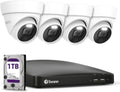 Swann 4K UHD Wired Security Camera System, 8 Channel DVR, 4 Outdoor Dome Cameras, Person & Vehicle Detection, Color Night Vision, 1TB Hard Drive, 24/7 Continuous Recording, Weatherproof,8588041D1TB