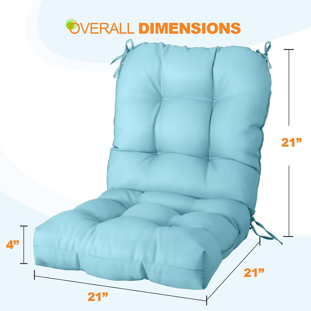 EAGLE PEAK Tufted Outdoor/Indoor Seat/Back Chair Cushions, Set of 2, 42'' x 21'', Aqua Blue