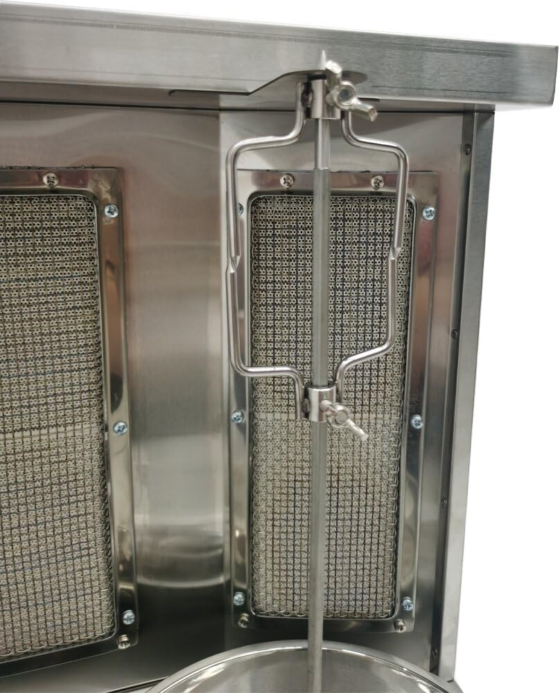 LPG Shawarma Grill Machine Doner Kebab Machine Gas Vertical Broiler Kebab Gyro Grill Machine with 3 Burner， Adjustable Temperature, 360° Rotating
