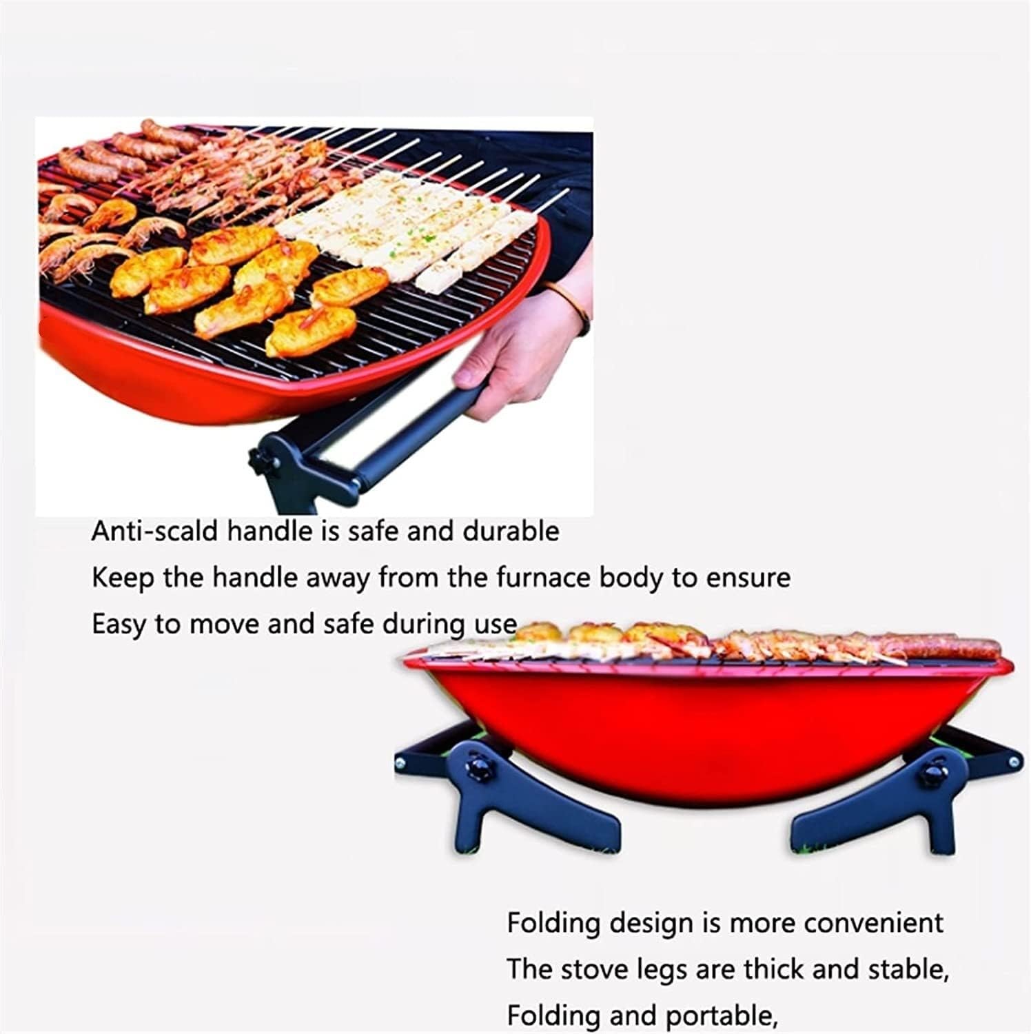 IRYZE Portable Charcoal Grill Charcoal Grill Foldable BBQ Grill for Outdoor Barbecue Grill Campers Barbecue Travel Park Beach BBQ Grill for Outdoor