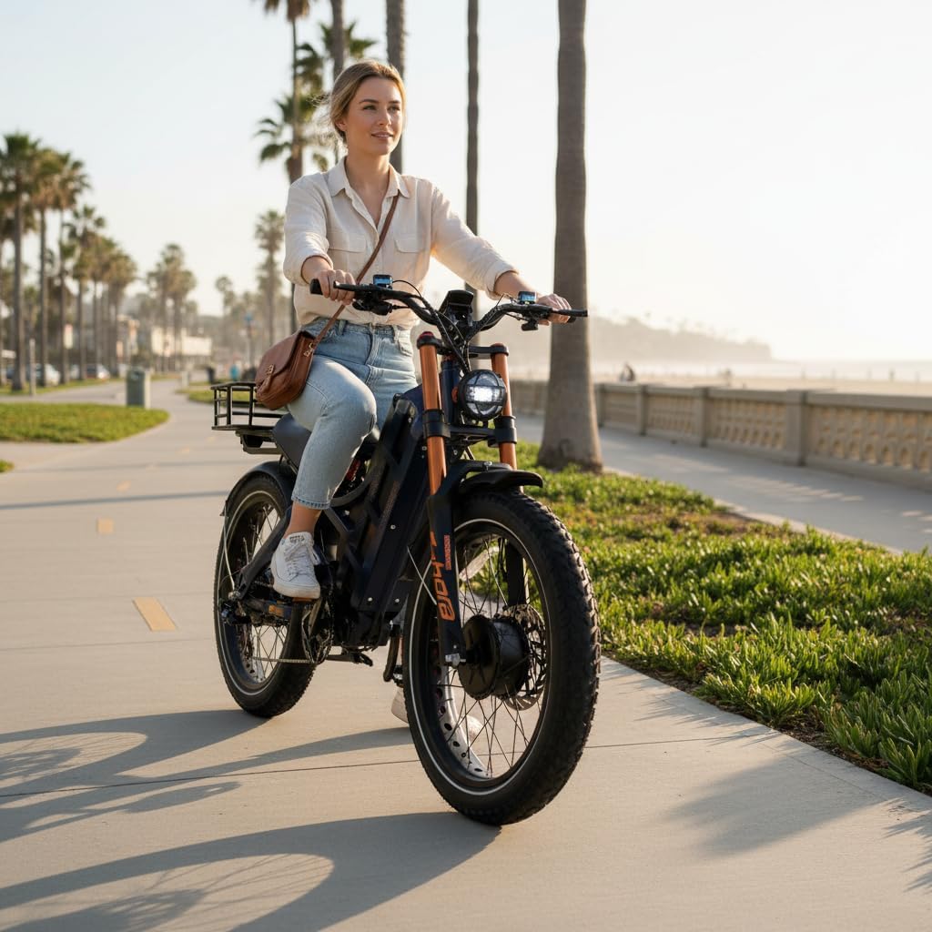 eAhora Romeo Pro 3 Electric Bike for Adults, 5600W 50MPH Dual Motor Ebike, 60V 80AH 250Miles Long Range Electric Bike, 26' *4.0 Fat Tire Electric Mountain Bike Full Suspension Off-Road E-Bike