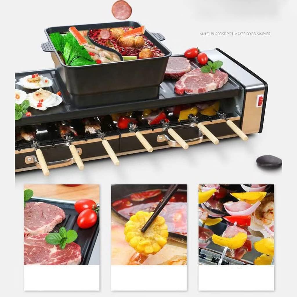 YYDS Hot Pot Multifunctional Electric Oven Household Skewers Machine Smokeless Barbecue Grill Grill Shabu Hot Pot Electric Grill (Color : Black)