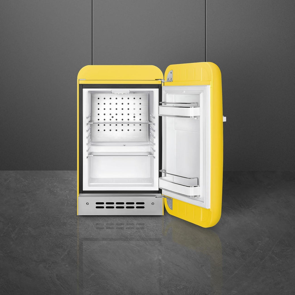 Smeg FAB5 Retro Mini Fridge – 50s Style Compact Small Refrigerator, 1.2 cu ft, Automatic Defrost, LED Lighting, Adjustable Shelves– Made in Italy – Perfect for Home, Dorm, Office, Hotel -Yellow