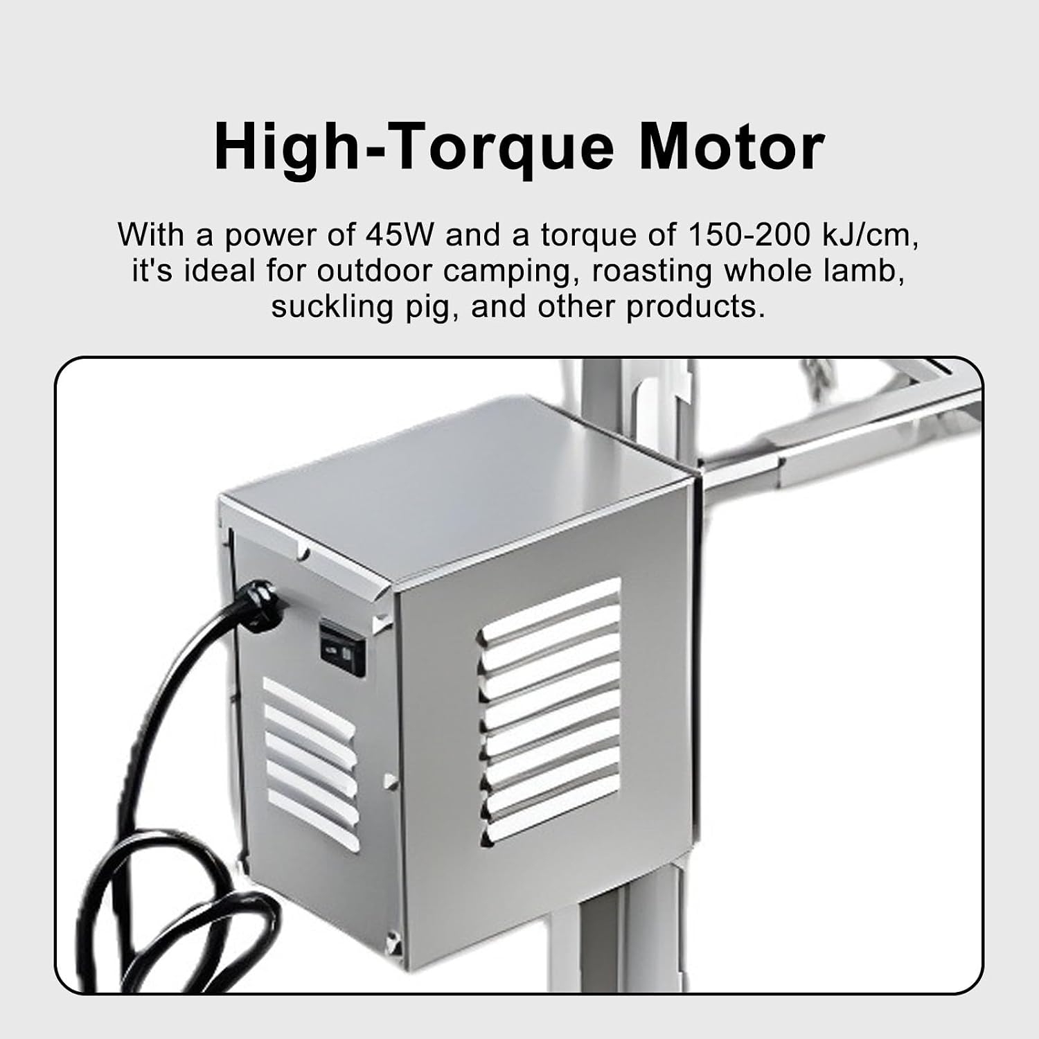 Electric BBQ Barbecue Grill with Automatic Rotation, Stainless Steel, Adjustable Height 38CM,50CM,62CM, for Roasting Chicken & Lamb