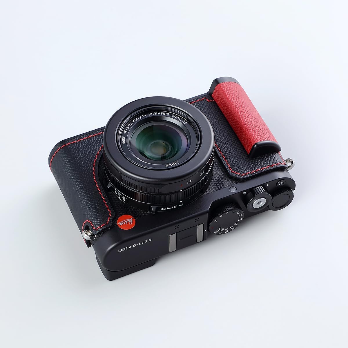 Camera Half Case for Leica D-LUX 8, Vintage Metal Genuine Leather Instant Camera Protective Cases Stylish Portable Shockproof (Black C)