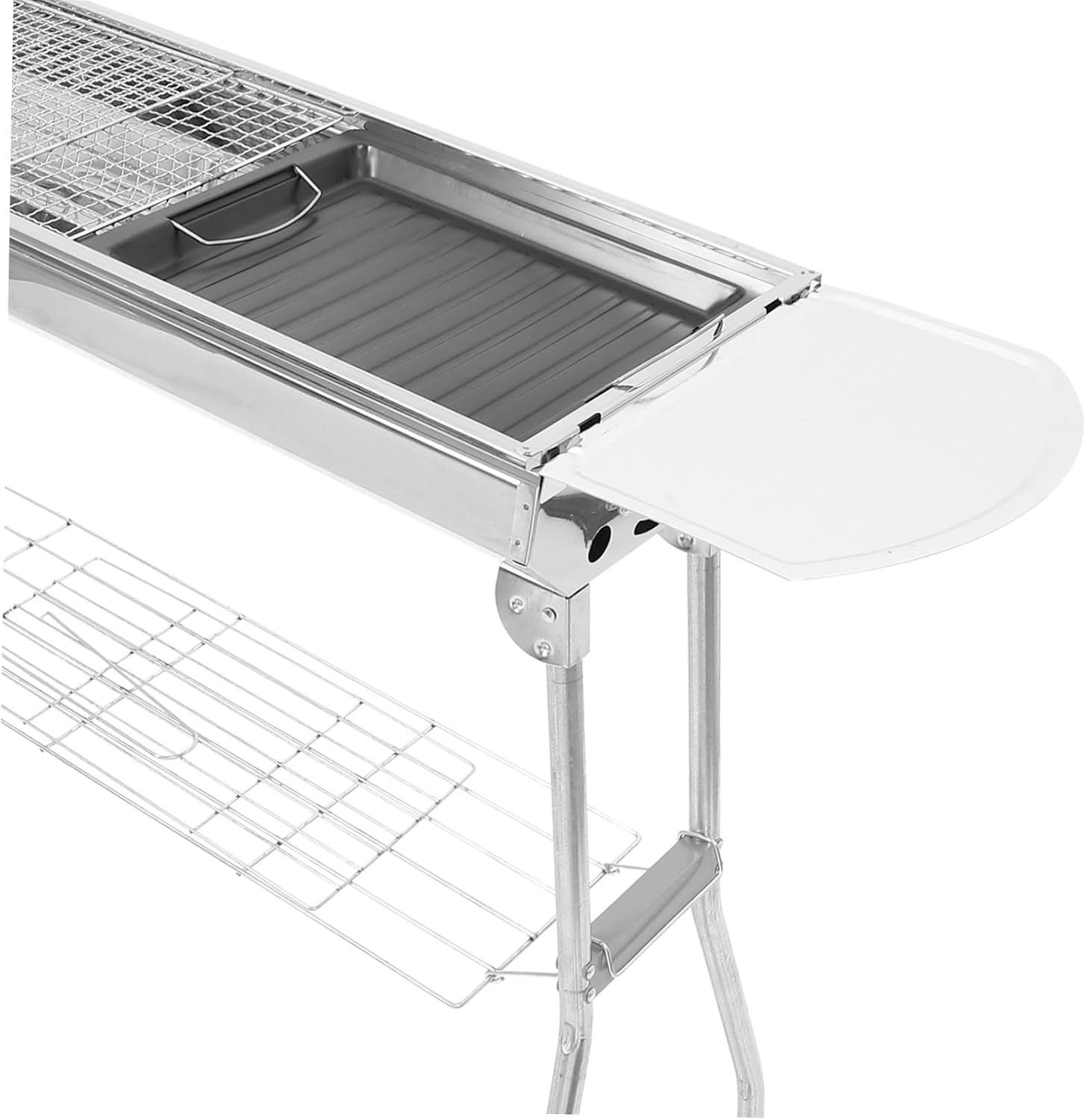 ORFOFE 1set Stainless Steel Bbq Grill Rack Portable Camping Grill for Barbecue Outdoor Mesh Net and Pan