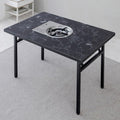 Korean BBQ Grill Table with Built-in Gas Burner, Folding Indoor Outdoor Dining Table, Marble Top for Camping & Kitchen, Made in Korea - Bianco Black