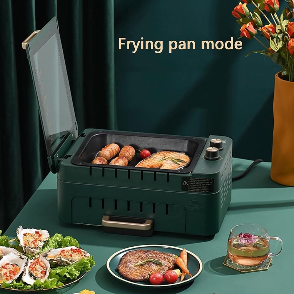 1000W Multifunctional Electric BBQ Grill,Automatic Rotating Skewer Machine, with Detachable Non-Stick Surface and Temperature Control, Ideal for Parties and Home Entertainment
