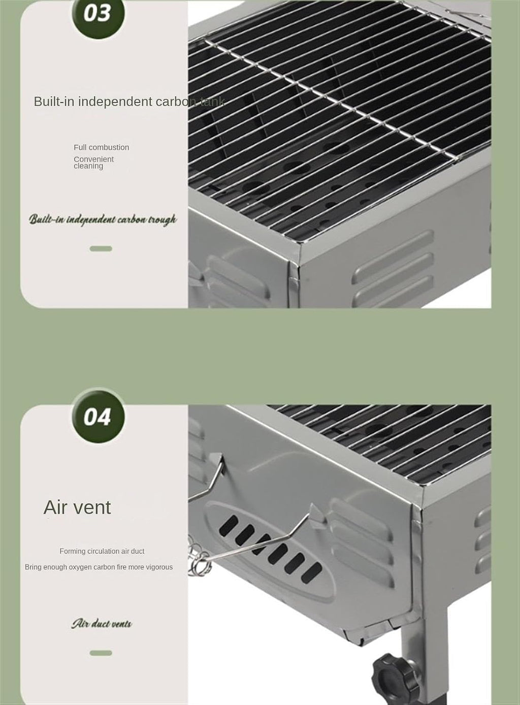 Portable Charcoal Grill Outdoor Household Barbecue Grill Charcoal Stainless Steel Suitable for Garden Beach Party BBQ Grill for Outdoor