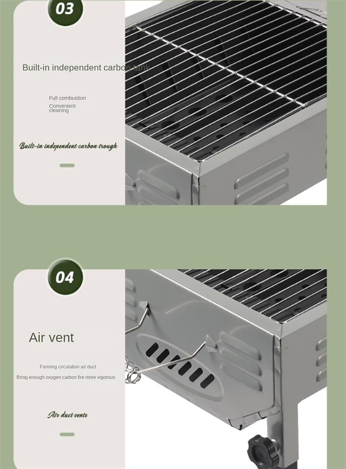 Portable Charcoal Grill Outdoor Household Barbecue Grill Charcoal Stainless Steel Suitable for Garden Beach Party BBQ Grill for Outdoor