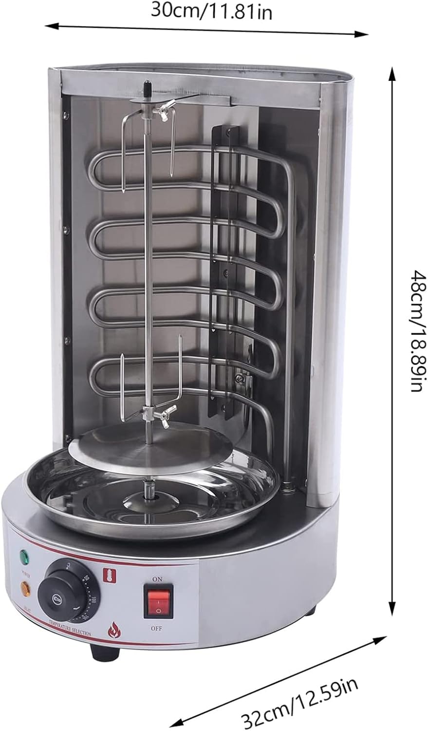 KnoRRs 360°Automatic Rotating Grill, Electric BBQ Grill Vertical Broiler, BBQ Grill for Home Party Travel Hiking Camping Garden, 50-300℃ Temperature Adjustable