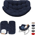 Thickened Waterproof Papasan Rocking Chair Cushion, 6.3'' Patio Egg Chair Pad with Ties, Outdoor/Indoor Rattan Hammock Cushions for Porch, Garden, Balcony(Only Cushion no Chair) (Navy Blue)