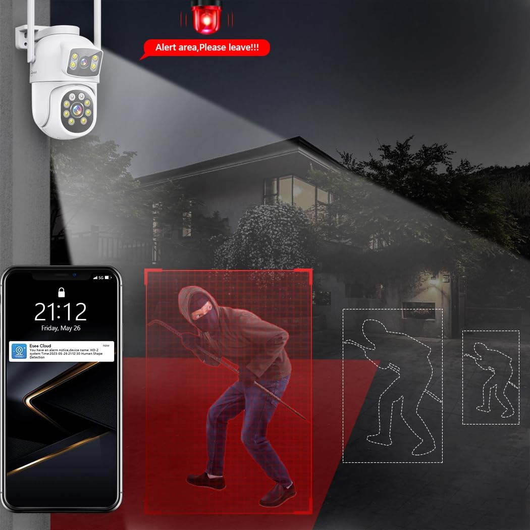 MOVOLS Wireless Security Camera System 5G/2.4G WiFi 8pcs 4MP+4MP Dual Lens Camera System,2K HD PTZ Dome Cameras System with Color Night Version, Motion Detection,3TB HDD, 16CH