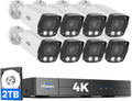 【4K HD +0 Monthly Fee】 Hiseeu 8MP PoE Security Camera System, 8 Pcs 4K Security Camera Outdoor&Indoor, 121° Wide View, Color Night Vision, Smart Playback,7/24 Record,Home Surveillance NVR Kit 2TB HDD