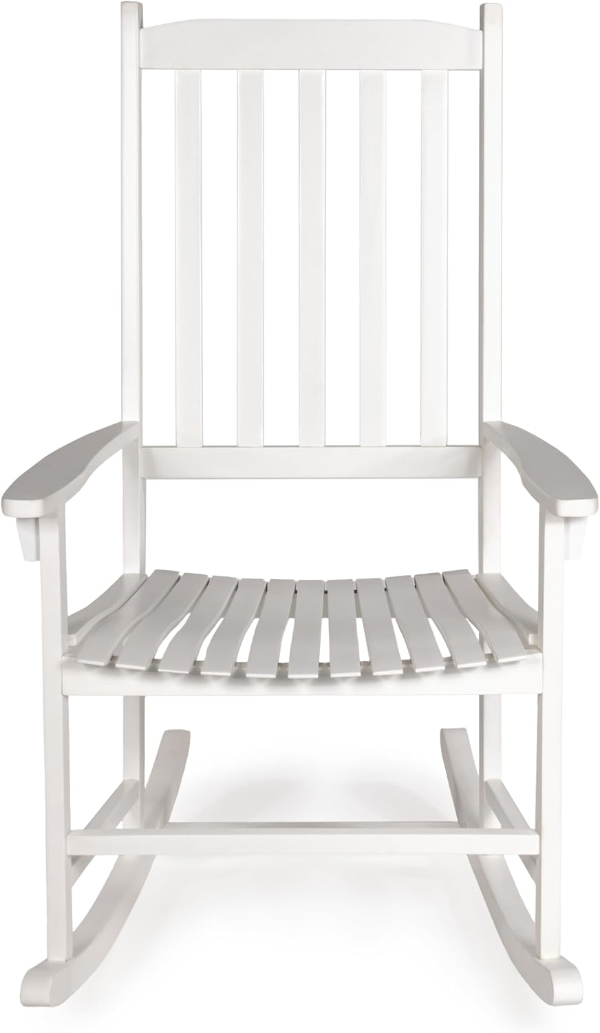 JONATHAN Y RCK300C Seagrove Farmhouse Classic Slat-Back 350-LBS Support Acacia Wood Outdoor Rocking Chair Traditional, Coastal, Cottage, Vintage, Shabby Chic, White