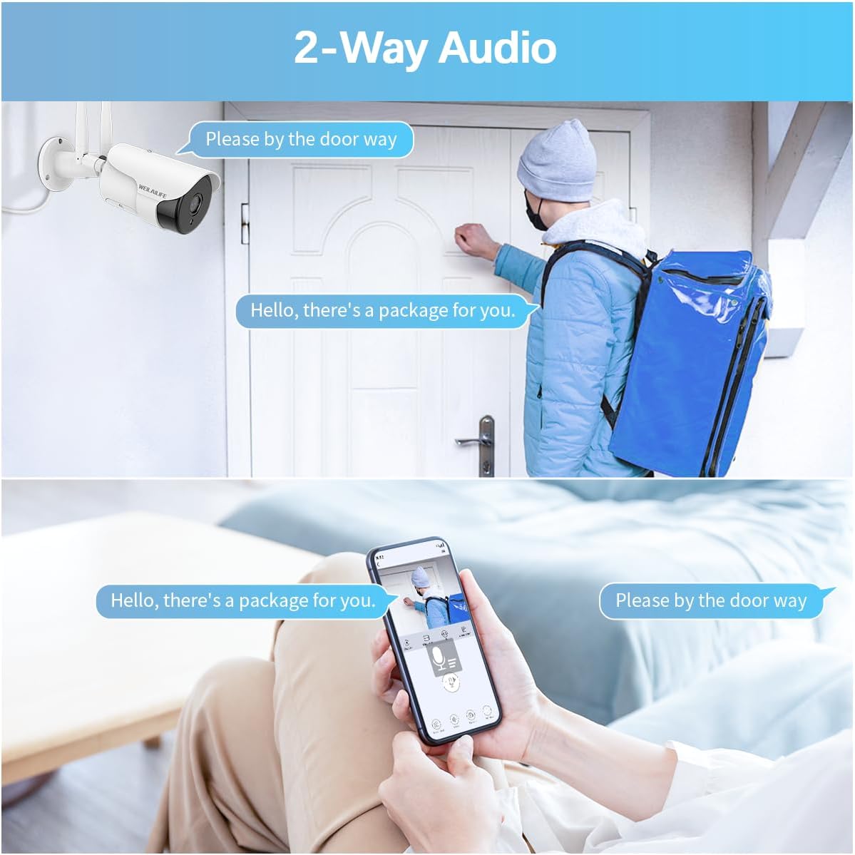 WEILAILIFE 【2-Way Audio】 Outdoor Wireless Security Camera System, Wireless DVR System, WiFi Video Surveillance Systems, Home Security Cameras NVR