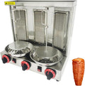 Shawarma Grill Machine LP Gas Turkish Barbecue Shawarma Rotisserie Countertop Rotating Doner Kebab Gyro Grill Oven Vertical Broiler with 3 Burners for Home Kitchen Restaurant Party